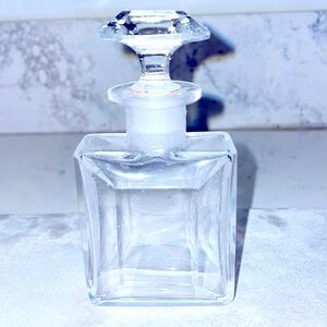 Antique French Crystal Hand Cut Perfume Bottle & Stopper Rectangular Art Deco